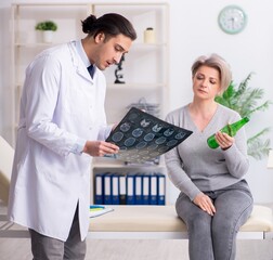 Poster - Female alcoholic visiting young male doctor