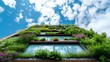 © ANEK - Sustainable green building or Eco-friendly building with vertical garden to improve environment and to save our planet.