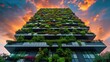 Sustainable green building or Eco-friendly building with vertical garden to improve environment and to save our planet.	