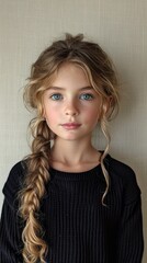 Canvas Print - A little girl with a braid in her hair