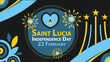 Saint Lucia Independence Day vector banner design with geometric shapes and vibrant colors on a horizontal background. Happy Saint Lucia Independence Day modern minimal poster.