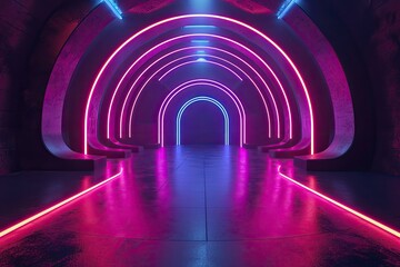 Wall Mural - Neon lighting in a futuristic style