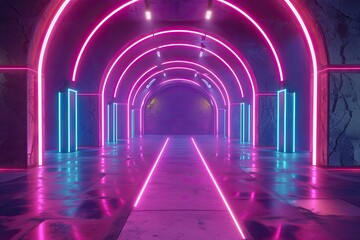 Poster - Neon lighting in a futuristic style