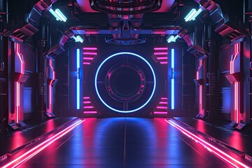 Poster - Neon lighting in a futuristic style