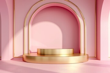 Wall Mural - Luxurious platform in gold and pink shades