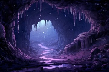 Wall Mural - Mysterious starlight caves - Generative AI