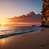 Fototapeta  - 日の出、夕焼けの海岸