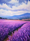 Fototapeta Lawenda - Lavender Field Breezes: A Serene Canvas Print of a Garden Landscape
