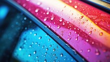 Artistic Display Of Raindrops On A Car Surface