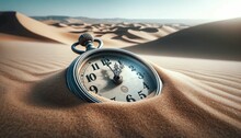 Clock Buried In The Middle Of The Desert