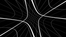 3d Abstract Spider Web Black And White Background. Glowing Neon Light Stripes In Dark Space. Lines Isolated Black. Loop Animation 30fps 4k