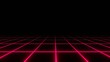 © waylan_design - 3d retro neon red abstract background with laser lines. Synthwave grid videogame style. Vj futuristic sci-fi 80s 90s y2k wireframe net.  Disco music  template