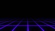 © waylan_design - 3d Synthwave retro neon laser blue purple background - horizon. Wireframe net and stars 80s 90s Retroway Futuristic sci-fi.  Disco music template