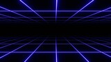 Fototapeta Przestrzenne - 3d retro neon blue abstract background with laser lines. Synthwave grid videogame style. Vj futuristic sci-fi 80s 90s y2k wireframe net. Disco music template