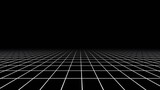 Fototapeta Perspektywa 3d - 3d abstract black and white background. Retrowave retro way 80s 90s futuristic videogame sci-fi grey laser neon grid surface. Wireframe in dark space isolated black landscape.