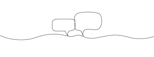 Poster - Speech bubble, dialog, continuous one-line drawing. Web Concept. Single line editable vector illustration