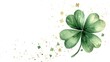 Drawn watercolor lucky four leaf clover on white background. Card for Saint patrick's day. Catch your luck, be lucky	