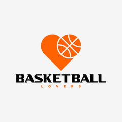 LOVE BASKETBALL LOVERS FANS CLUB LOGO VECTOR ICON ILLUSTRATION