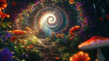 Psychedelic Flower Spiral Maze
