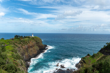 Canvas Print - a lighthouse on the Hawaiian cliffs