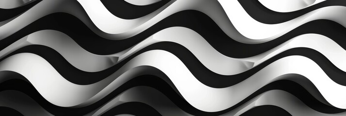 Poster - A black and white abstract pattern featuring wavy lines 