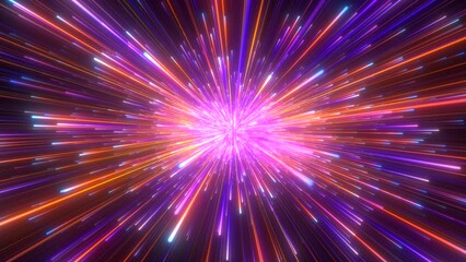 Wall Mural - bright flying lines. laser beams slowly emerge from the darkness. abstract background in blue, yello