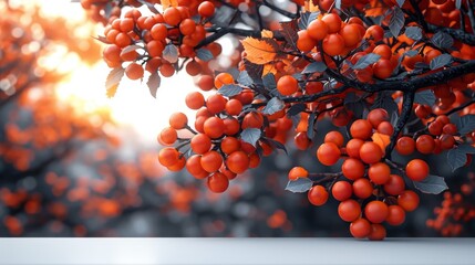 Aufkleber - A cluster of ripe berries hangs bountifully from the branches of a tree, showcasing natures abundance.