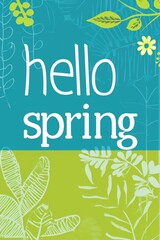 Wall Mural - Hello Spring lettering, background