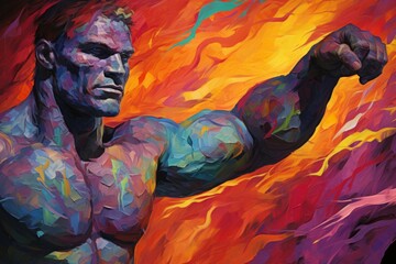 Wall Mural - hulking half-orc warrior - generative ai