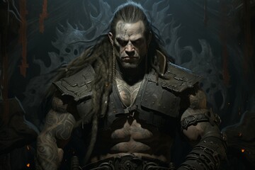 Wall Mural - Hulking half-orc warrior - Generative AI