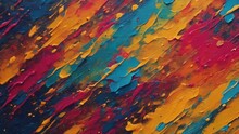 Closeup Of Abstract Rough Colorful Blue Orange Multicolored Art Painting Texture, With Oil Brushstroke, Pallet Knife Paint, With Square Overlapping Paper Layers, Complementary Colors.Ai Generative