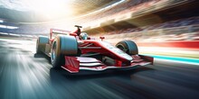 Red And White Racing Car Generative AI