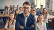 © Marco - elegant teacher in a suit in a classroom
