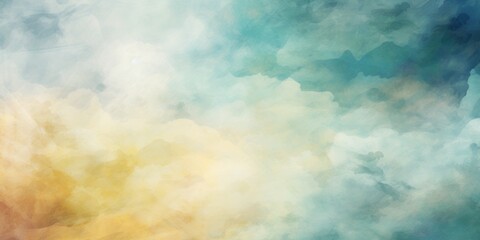  a blue and white abstract background with a yellow and blue cloud background, in the style of pictorialism, light green and pink