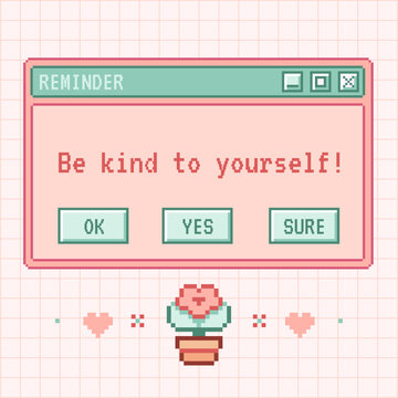 Cute kawaii sticker illustration. Old computer aestethic. Reto pc element window. Trendy girly y2k style. 90s, 00s Nostalgia. Linear vaporwave retro desktop window pc wallpaper.
