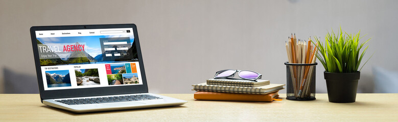 Fototapete - online travel agency website for modish search and travel planning offers deal and package for fligh