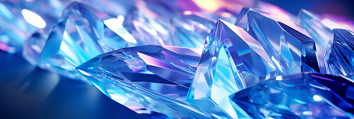 Sticker - Texture of frozen blue crystals. Transparent crystals of frozen water. Template for your design.