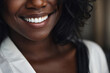 © Polina AI Art - African American woman with a beautiful smile and perfect white teeth. Closeup portrait.