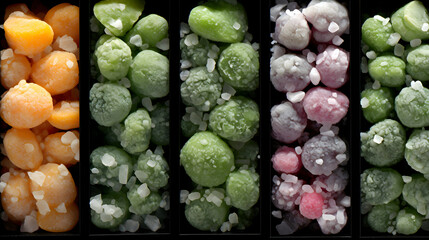 Wall Mural - Set with frozen vegetables raw ingredient, cold vegetarian food for cooking healthy nutrition kitchen