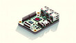© Marcos - Isometric Illustration of Raspberry Pi Computer Board - DIY Tech Hobbyist Concept, Educational Microcomputer Design, and Innovation in Compact Computing
