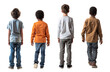 © Pajaros Volando - Back view full body of multi racial boys over isolated transparent background