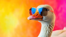 Portrait Of A Funny Goose In Sunglasses