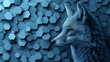 Modern 3D Art of a Blue Wolf with Abstract Geometric Background