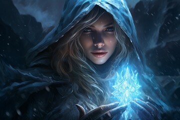 Wall Mural - a frost mage, capable of freezing enemies in their tracks and summoning blizzards of icy destruction