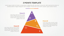 3 Points Stage Template Infographic Concept For Slide Presentation With Slice Pyramid Unbalance With 3 Point List With Flat Style