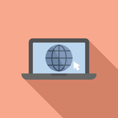 Poster - laptop data web icon flat vector. platform data rank. evolution presence