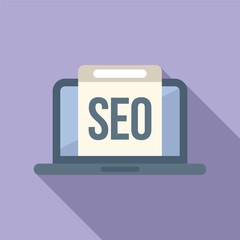 Poster - Seo laptop engine icon flat vector. Boost market. Website chart