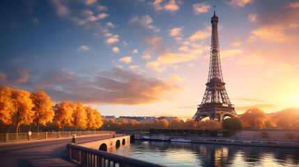 Wall Mural - eiffel tower at sunset