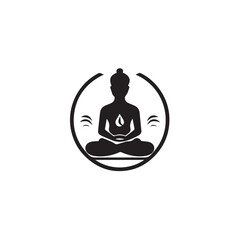 Buddha in cartoon, doodle style . Image for t shirt. Isolated 2d vector illustration in logo, icon, sketch style, Eps 10, black and white. AI Generative