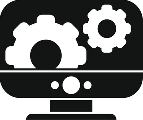 Poster - Seo gear computer icon simple vector. Explore online. Global web